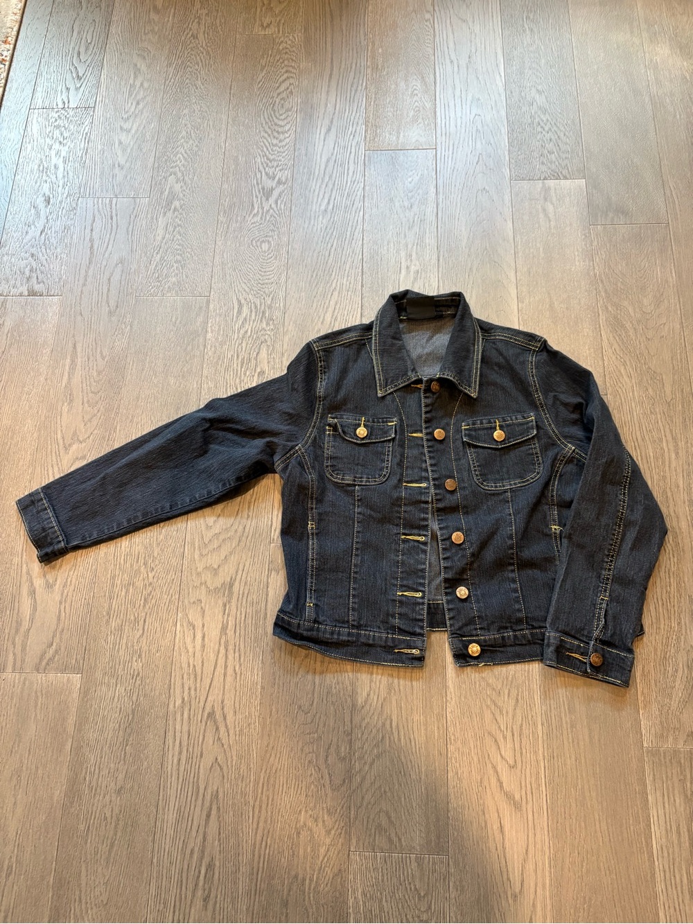 Miss Cocoa Women’s classic Denim Jacket with Button Front in Washed Black Denim